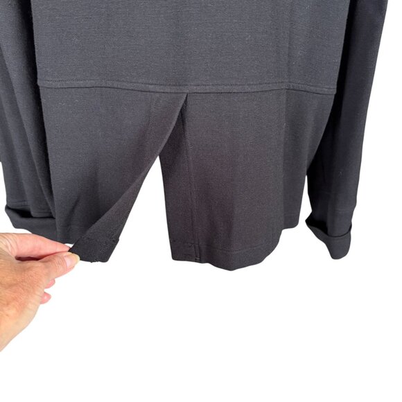 J. Jill Petite women's SP black long sleeve collared button down jacket top - Picture 7 of 9